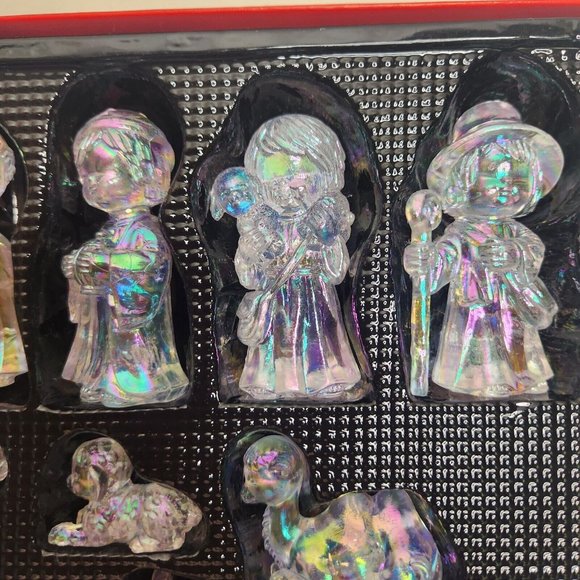 Vintage Silvestri Iridescent Hard Plastic Nativity Set 14 Pieces In Box - Picture 5 of 7